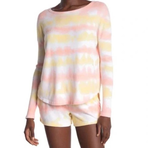 Theo & Spence Creamsicle Stripe Tie Dye Short And Pullover Set Women's - Picture 1 of 9